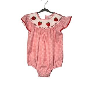 Pink Strawberry Baby Romper